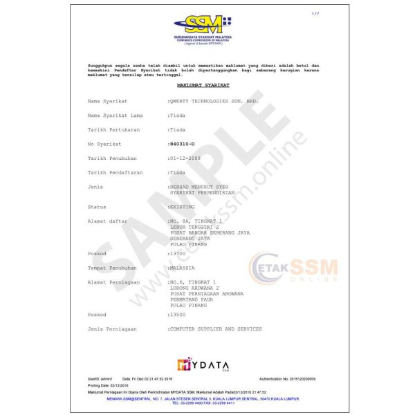 Reprint Form 24 Particular Of Shareholders Borang 24 With CTC